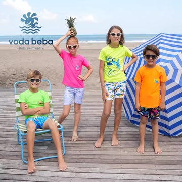 Fluorescent color children's swimming suit set