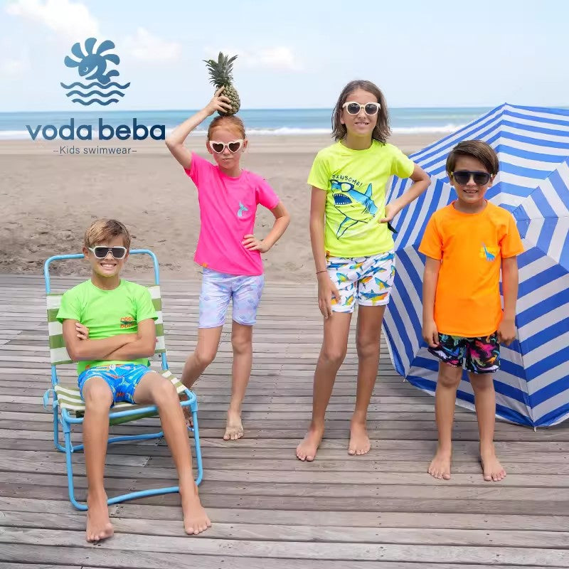 Fluorescent color children's swimming suit set