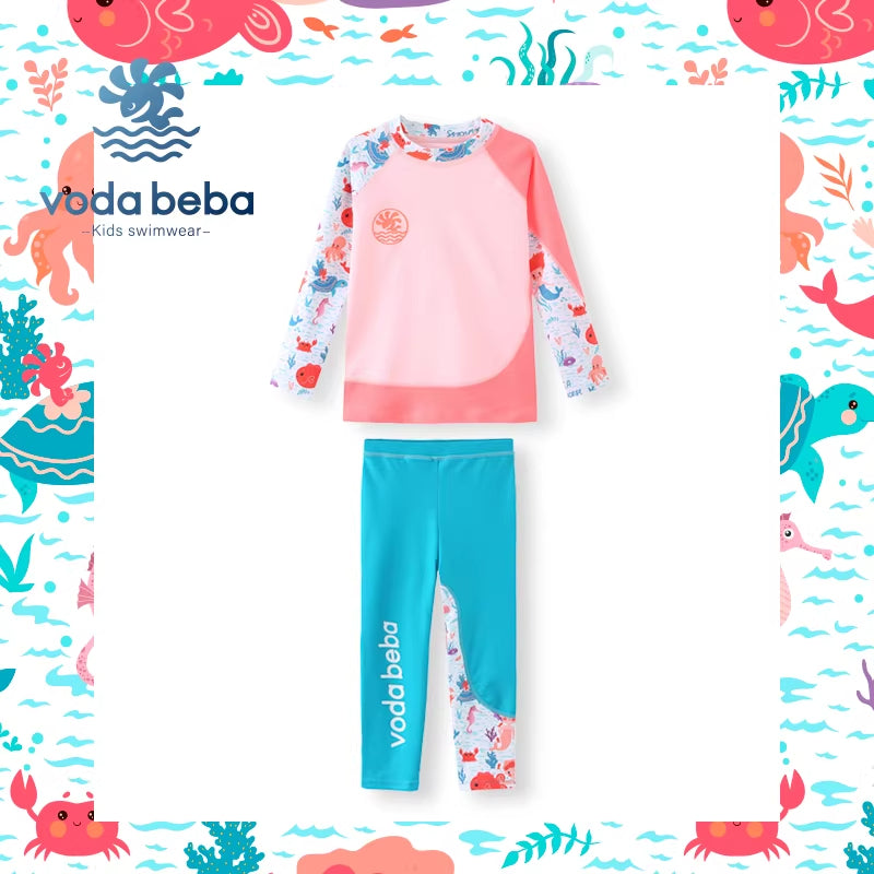 Girls' mermaid long-sleeved and long-pants swimsuit