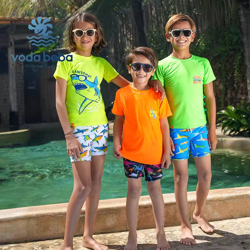 Fluorescent color children's swimming suit set