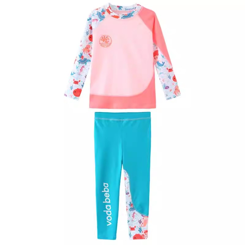 Girls' mermaid long-sleeved and long-pants swimsuit