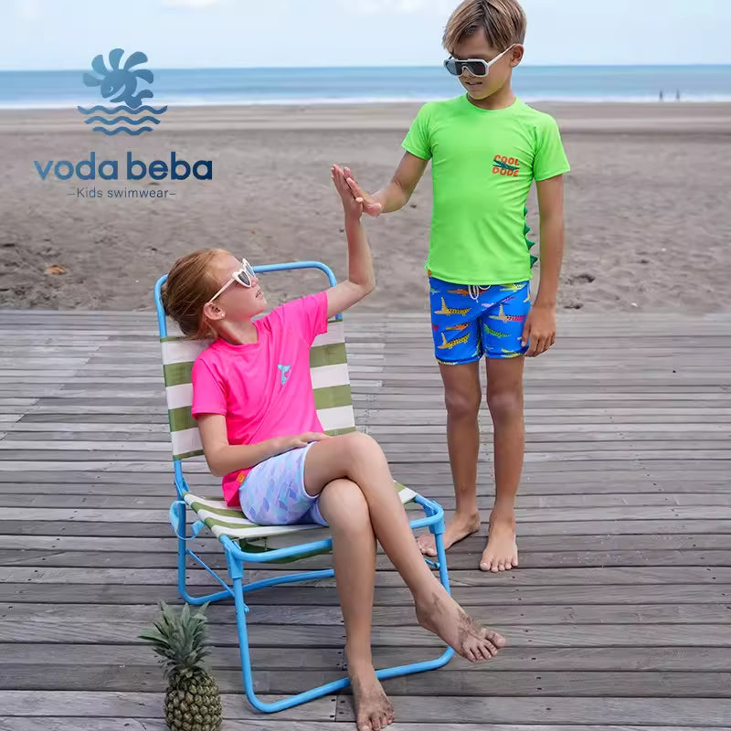 Fluorescent color children's swimming suit set