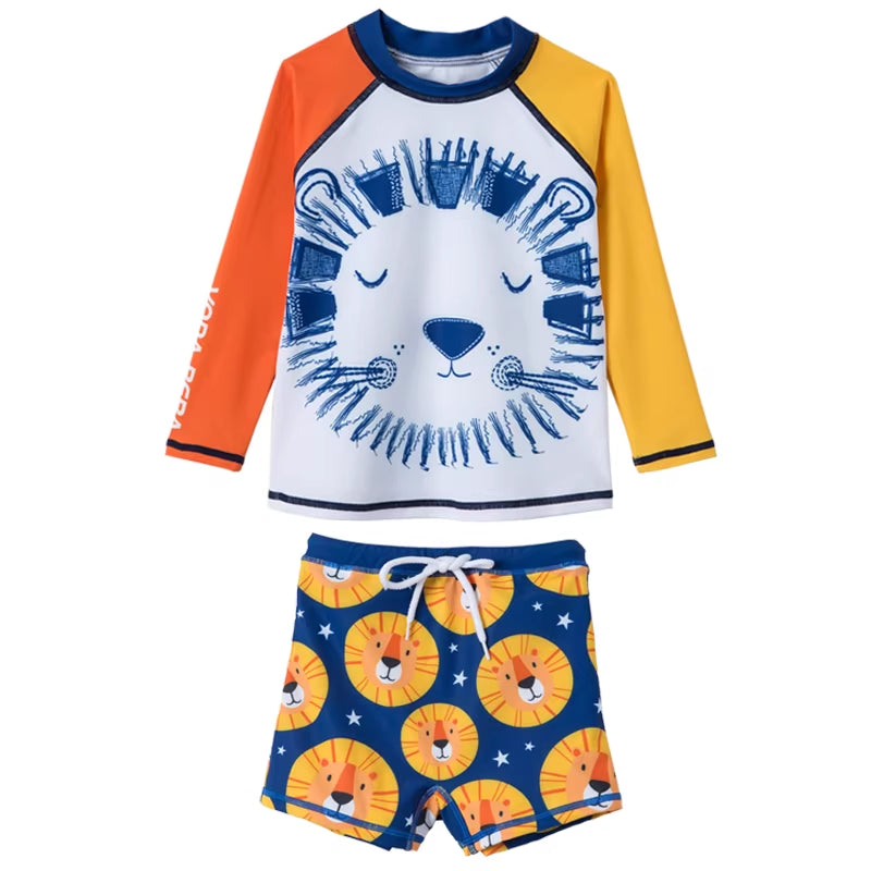 Boys' split-body swimsuit with lion pattern