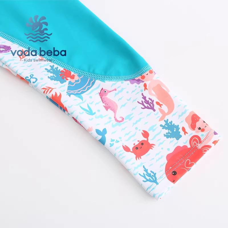 Girls' mermaid long-sleeved and long-pants swimsuit