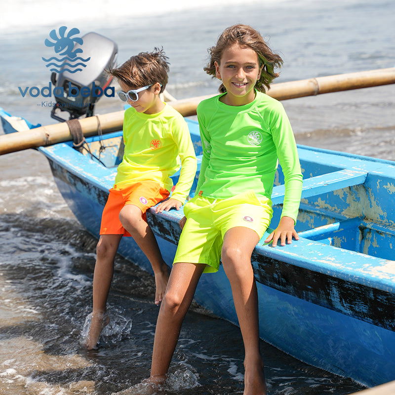 Bright Colour Long Sleeve Rash Boardshorts