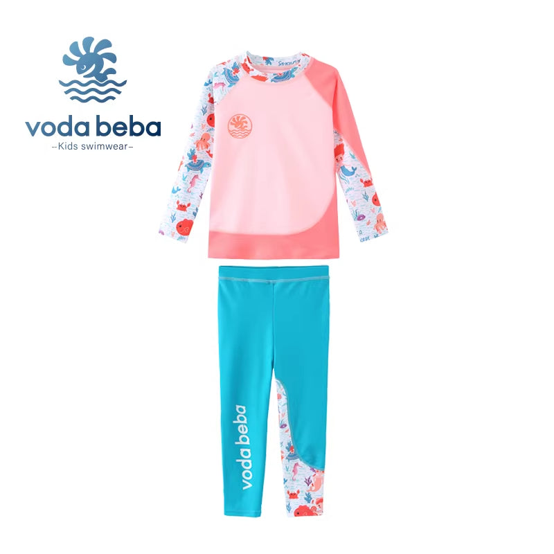 Girls' mermaid long-sleeved and long-pants swimsuit