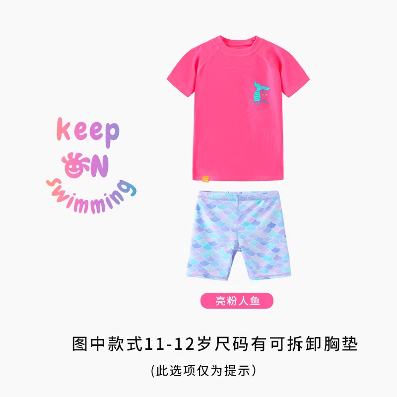 Fluorescent color children's swimming suit set