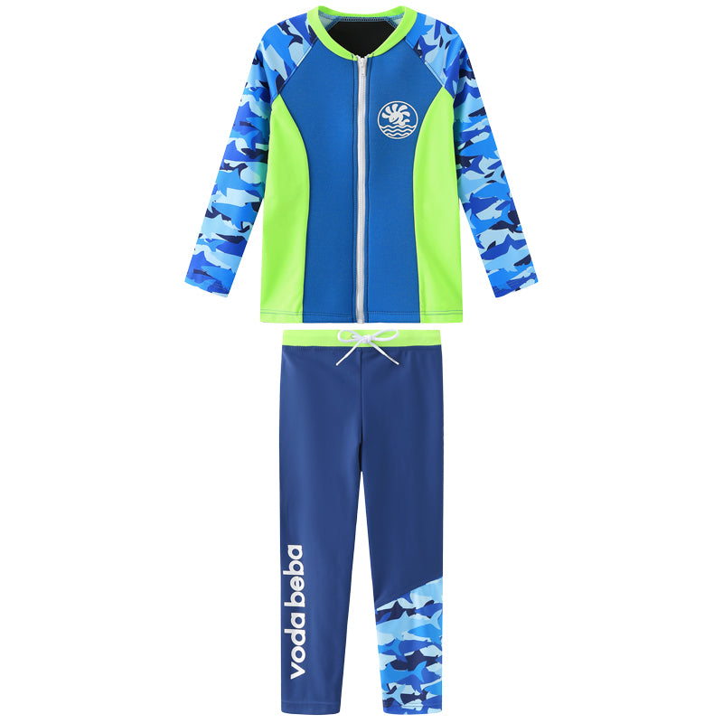 Boys Long Sleeve Rash Vest and Swim Trunks Set