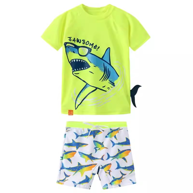 Fluorescent color children's swimming suit set